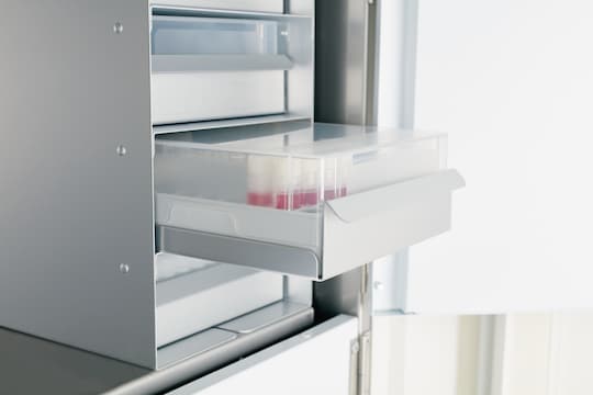 Samples stored in Eppendorf Storage Boxes within ULT freezer