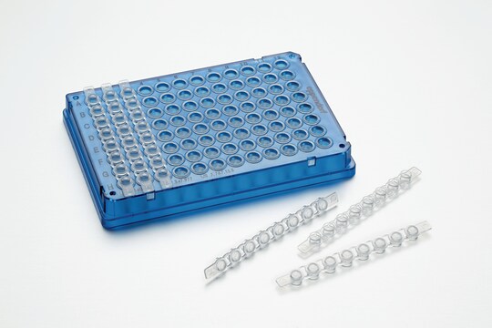 A 96-well plate with Masterclear_REG_ Cap Strips
