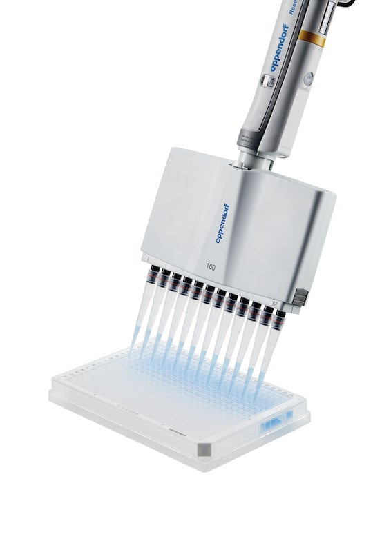 Easily dispense liquid in 96-well plates with Eppendorf 8- and 12-channel pipettes and epT.I.P.S.® pipette tips