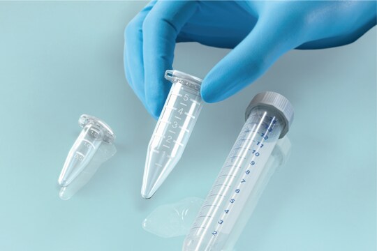 Eppendorf microtube® 5 mL next to 1.5 mL microtube and 15 mL conical tube