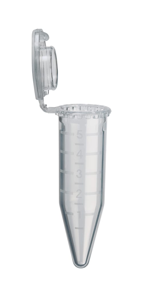 Eppendorf LoBind_REG_ tube with open lid and volume marker