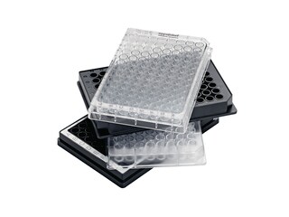 Stacked assay reader plates - clear, white and black