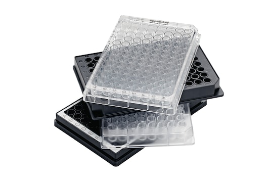 Stacked assay reader plates - clear, white and black