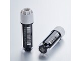 Barcoded Eppendorf CryoStorage Vial 2.0 mL for longterm storage within ULT freezer with 2 vials standing/ lying on the bench