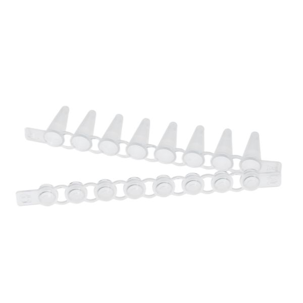 PCR Tube Strips, w. cap strips, domed, 0,1 mL, PCR clean, 120pcs.