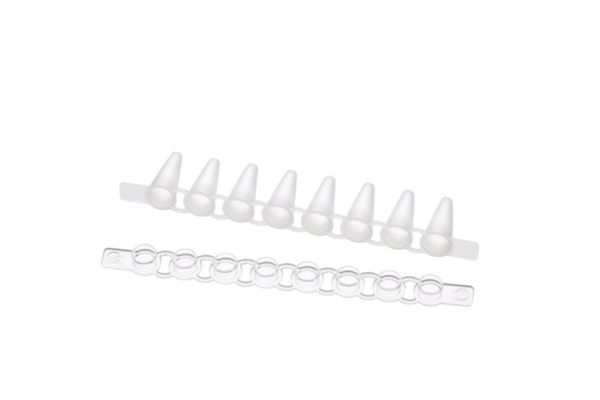 Fast PCR Tube Strips, w. cap strips, flat, PCR clean, 120pcs.