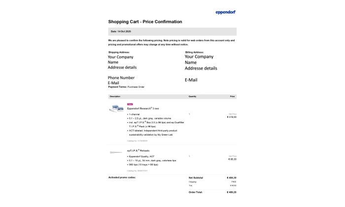 ［Price Confirmation PDF］のスクリーンショット