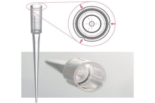 Comfortable handle for your pipette carousel. A pipette tip from different angles.