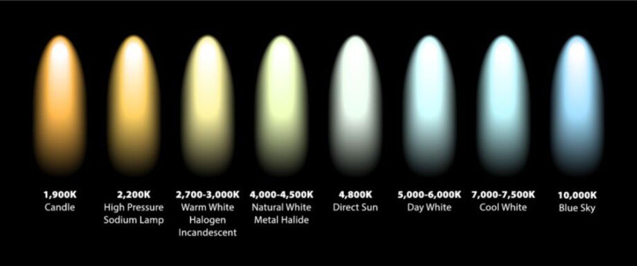 The right color temperature contribute to an ergonomic workstation. Kelvin color temperature with the spectrum for an ergonomic workstation.