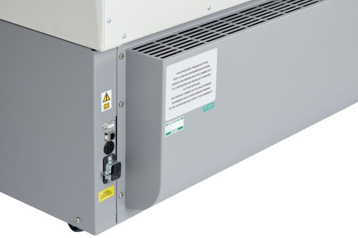 PhysioCare Concept® - Storage with ultra low temperature freezer Lab freezer from behind with smart air channeling that reduces the noise in the laboratory.