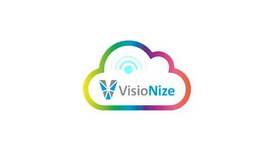 VisioNize offers services for remote monitoring and customized notifications. A colorful cloud with the legend
