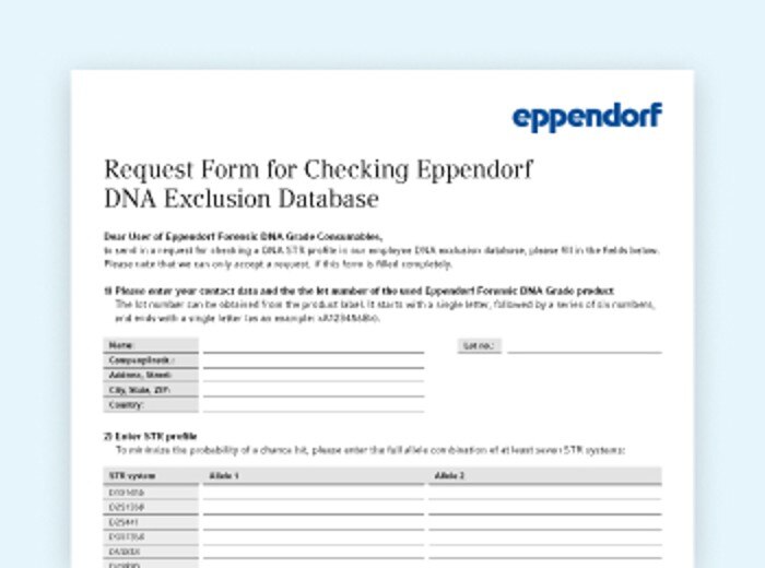 Request Form for Checking Eppendorf DNA Exclusion Database