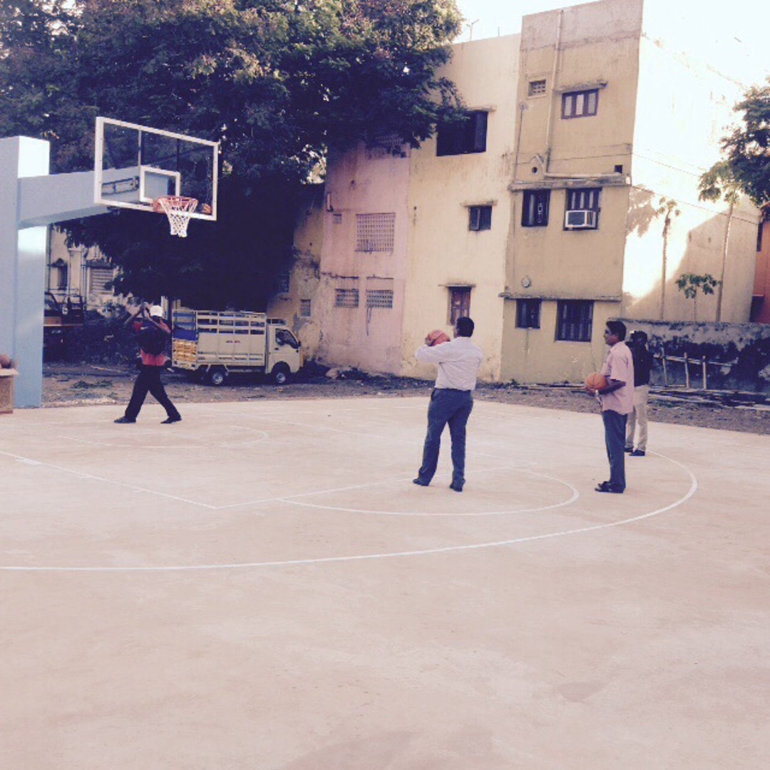 Basketball court at Government Girls High School, Moggapair, Chennai