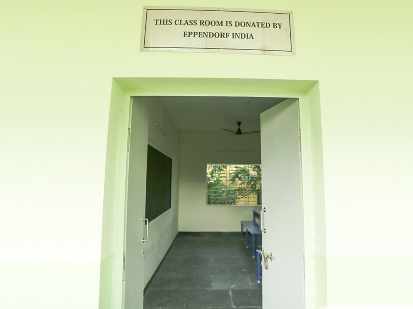 Entry of classroom donated by Eppendorf India