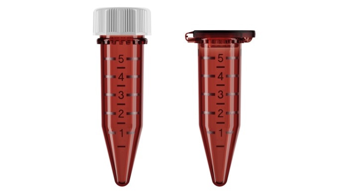 Conical 50 mL amber tube: Secure sample protection with enhanced visibility This conical 50 mL amber tube provides secure sample protection with improved visibility thanks to its amber color.