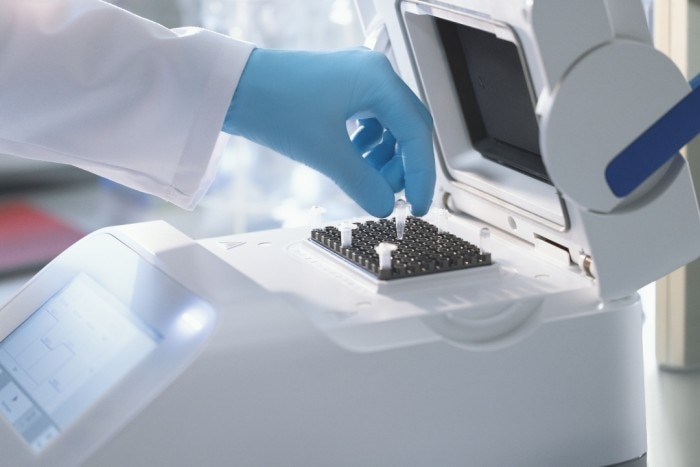 PCR tubes are placed into thermal block of Mastercycler X40