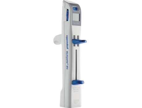 Side view of the Multipette<sup>&reg;</sup> M4 multi-dispenser pipette from Eppendorf