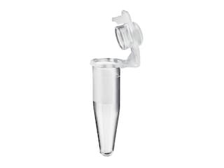 An opened Eppendorf PCR tube that is certified free of a range of common PCR contaminants