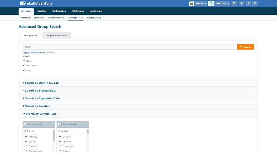 Eppendorf eLabInventory software: Advanced Search Advanced Search for eLabInventory, the sample management software solution for sample storage in the the digital lab