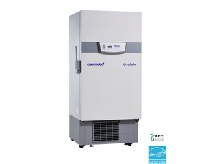 Eppendorf CryoCube<sup>&reg;</sup>&nbsp;F440h ULT freezer with ENERGY STAR<sup>&reg;</sup> certification logo and ACT certification by My Green Lab