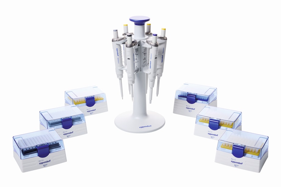 Eppendorf Reference® 2 pipettes on Pipette Carousel 2 with epT.I.P.S.® Boxes (6-Pack)