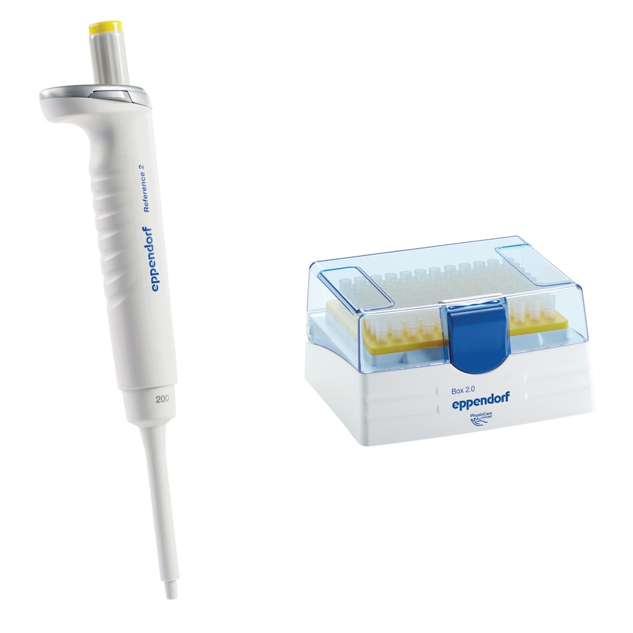 Reference 2 1-channel, 20 – 200 µL, yellow, incl. epT.I.P.S. Box 2.0 with 96 pipette tips