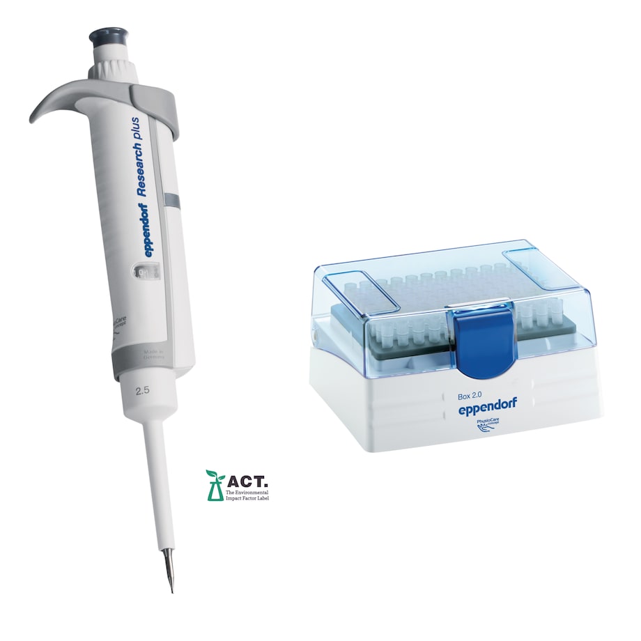 Research plus 1-channel, 0.1 – 2.5 µL, dark gray, incl. epT.I.P.S. Box 2.0 with 96 pipette tips