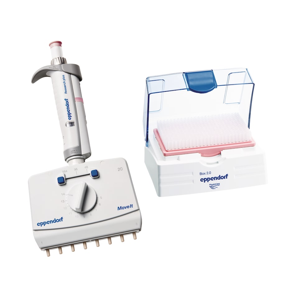 Research plus Move It 8-channel, 1 – 20 µL, light pink, incl. epT.I.P.S. Box 2.0 with 384 pipette tips