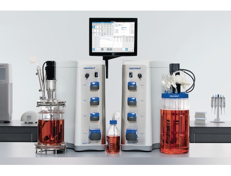BioFlo 320 with cell culture glass and single-use vessel
