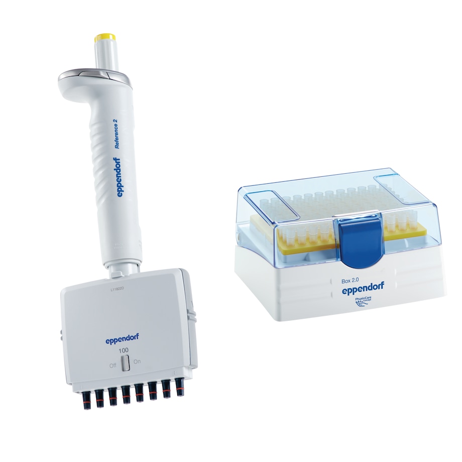 Reference 2 8-channel, 10-100 µL, yellow, incl. epT.I.P.S. Box 2.0 with 96 pipette tips