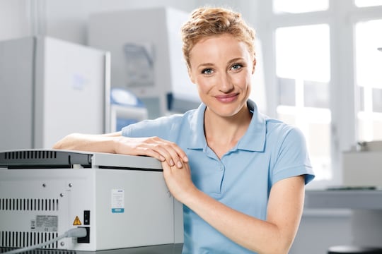 Services woman satisfied