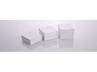 Group of Eppendorf freezer boxes for different vessel sizes, made of cardboard