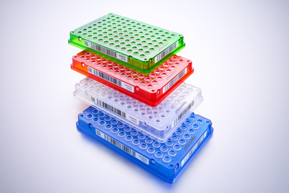 SafeCode twin.tec PCR plate 96, skirted Barcoded Eppendorf twin.tec PCR plate 96, with SafeCode for high-throughput sample handling, group of plates