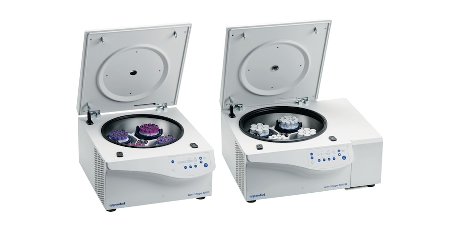 Benchtop Centrifuge 5810 and 5810 R with mixed loading capability for tubes, bottles, and plates The tabletop multipurpose centrifuges, Eppendorf Centrifuge 5810 and refrigerated Centrifuge 5810 R