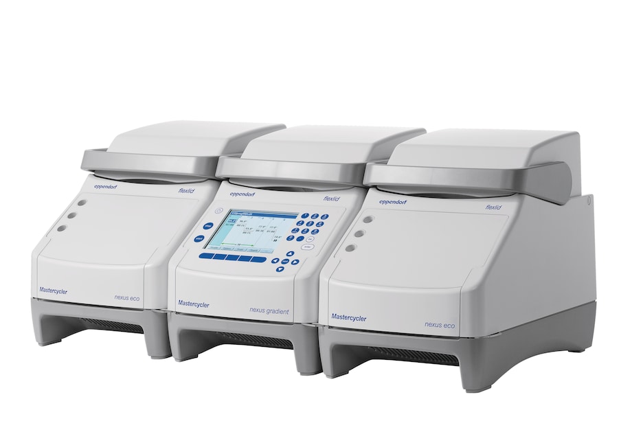 Mastercycler nexus connected units The Eppendorf Mastercycler_REG_ nexus PCR cycler with two connected eco units