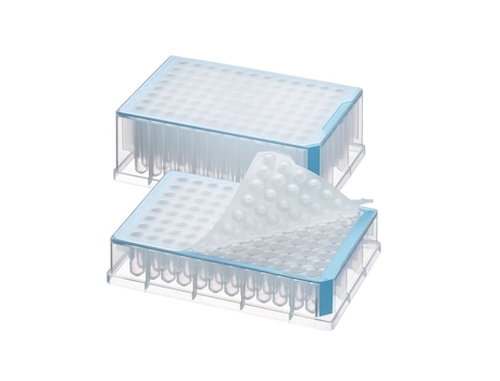 Two deep well plates with Microplate seals - one open, one closed