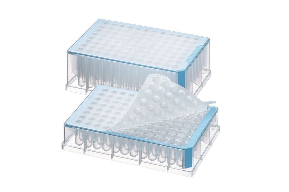 Deep well plates with Microplate seals Two deep well plates with Microplate seals - one open, one closed