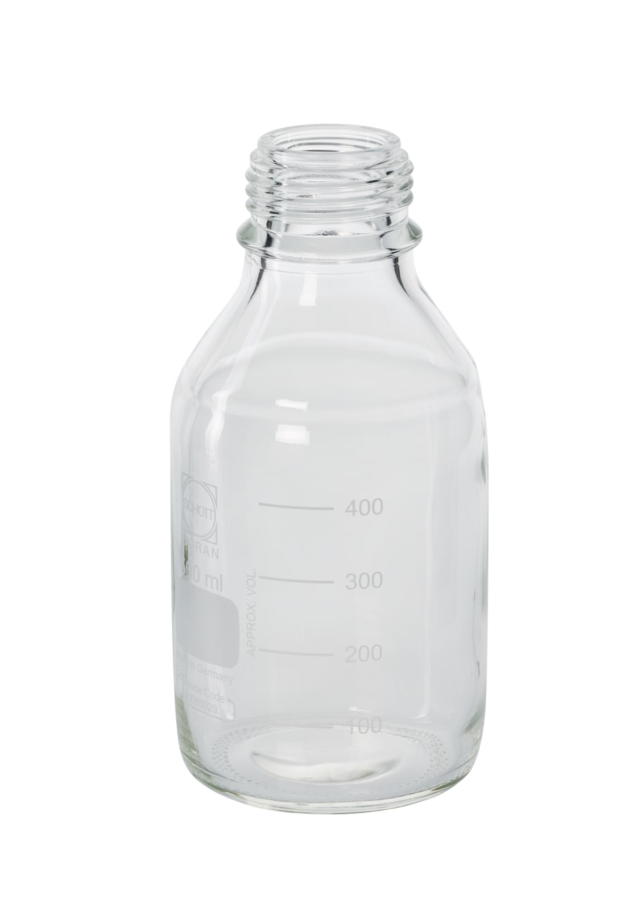 Flask, with neck GL45 transparent, 500 mL, with cap Flask, with neck GL45 transparent, 500 mL, with cap