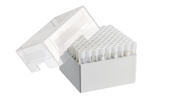 Side view on Eppendorf Storage Box for cryotubes and their storage in ULT freezers