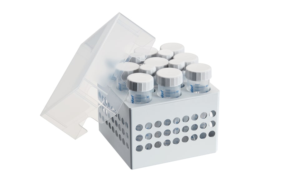 Freezer storage box - 15 mL and 50 mL vessels Eppendorf Storage Box for 50 and 15 mL conical tubes for storage in ULT freezers