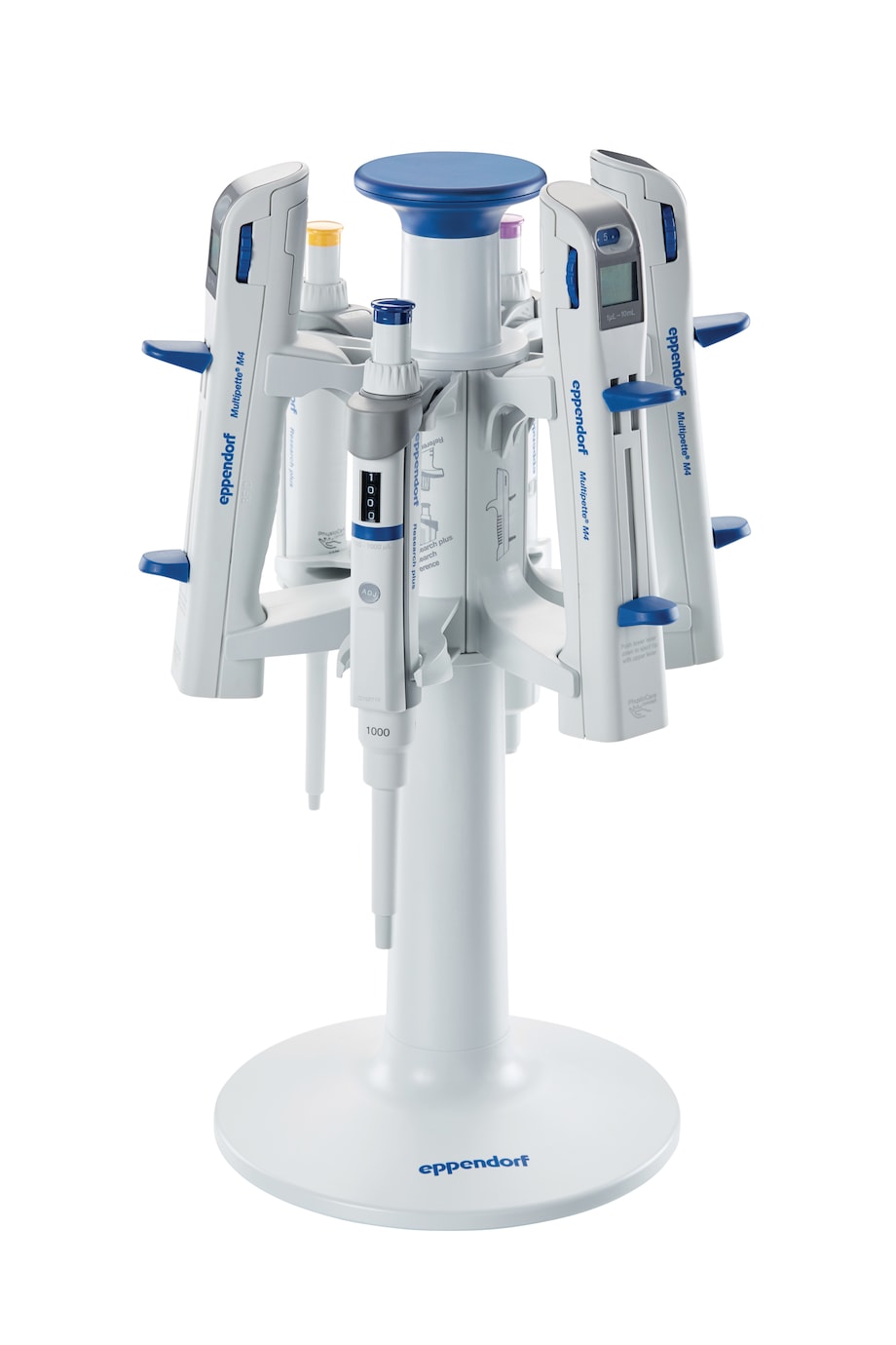 Store your Repeater® M4 multi-dispenser securely on a Pipette Carousel 2 or Charger Carousel 2 by Eppendorf