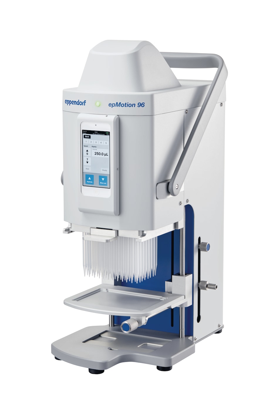 epMotion 96xl with 1.000 _MICRO_L tips, empty, no background semi-automated electronic pipette for parallel 96 channel microplate processing (without iPod_REG_ controller)