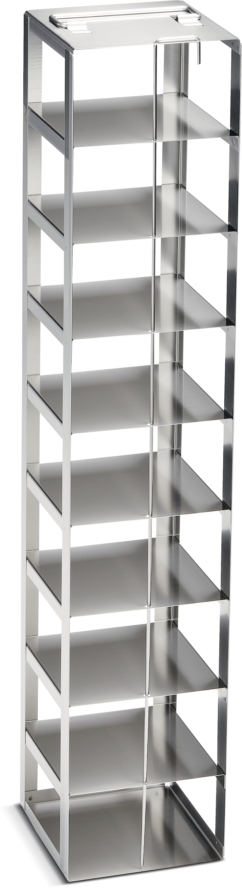 Steel_SideAcc_(chest)_Lock_3in #6001000311 Metal tower rack for (3.0 in/ 76 mm) storage boxes in Eppendorf ULT chest freezer - (6001000311)