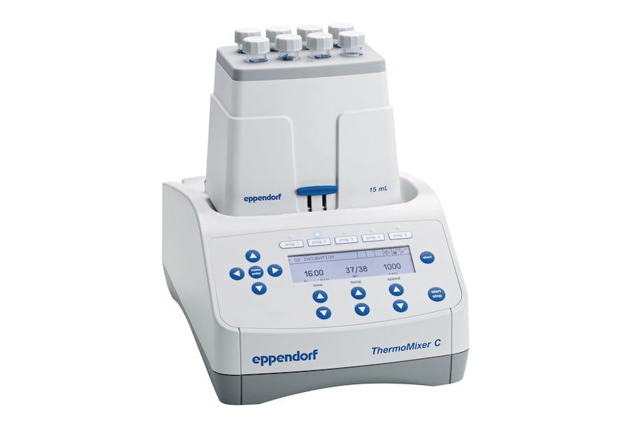 ThermoMixer_C SmartBlock_15mL angle view Eppendorf ThermoMixer_C with SmartBlock_15 mL_for sample heating and mixing