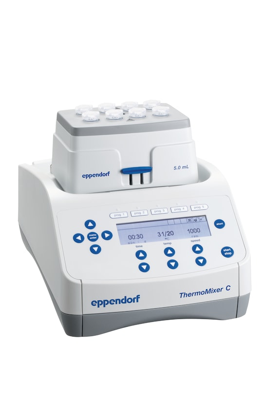 An Eppendorf ThermoMixer heats/cools/shakes also larger vessels