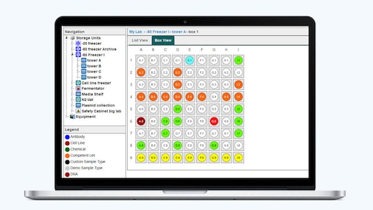 Eppendorf eLabInventory software interface on laptop computer