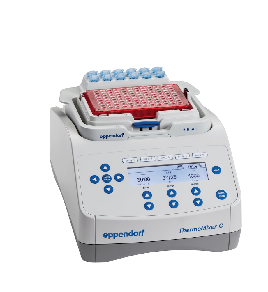 ThermoMixer C SmartExtender 45° Eppendorf ThermoMixer C with SmartExtender and red PCR plate