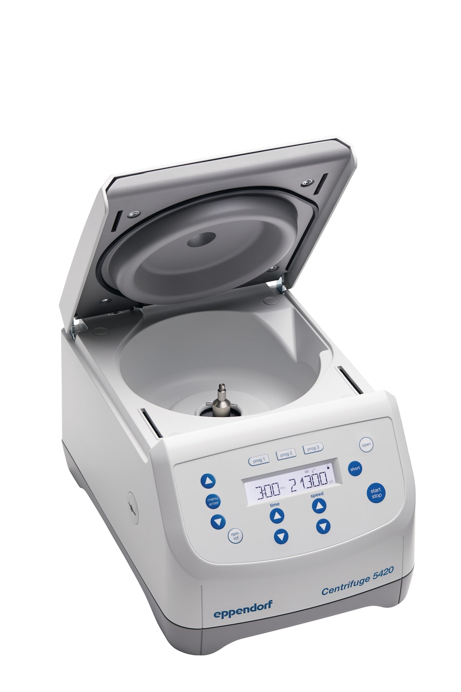 Centrifuge 5420 empty, side view, open Centrifuge 5420 empty, side view, open
