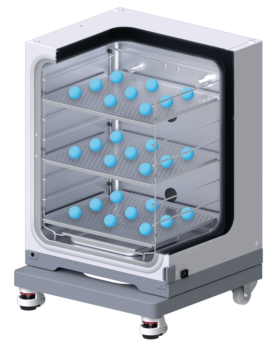 Transparent 3D-view of cell culture incubator CellXpert_REG_ with temperature sensors