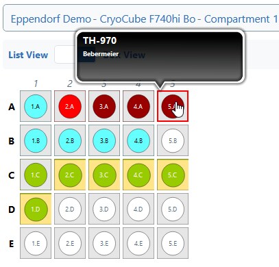 Eppendorf eLabInventory software: Sample box Sample box overview for eLabInventory, the sample management software solution for sample storage in the the digital lab